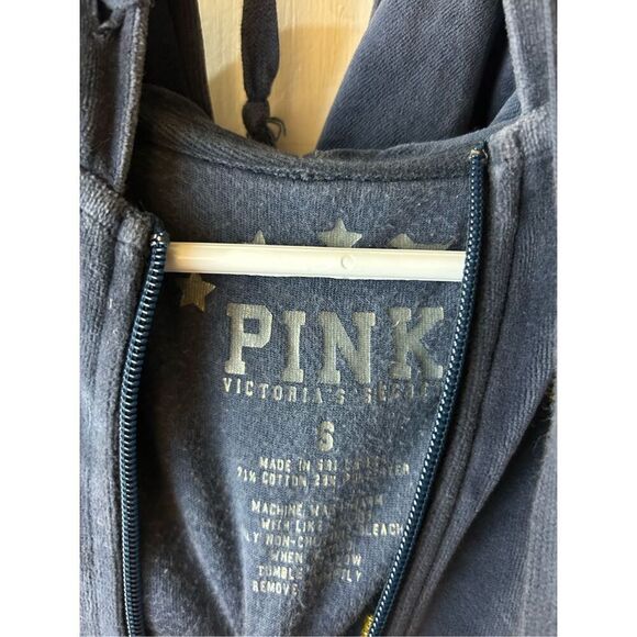 Victoria Secret VS Pink gray zipper jacket Phi-Beta velour Small - Picture 5 of 8